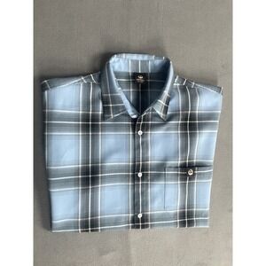 Lowrider Mens 2XL Blue Black Plaid Short Sleeve Button Up Shirt XXL Street